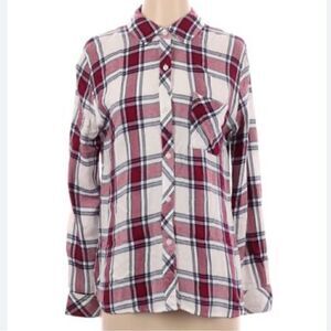 Rails Plaid Long Sleeve Button-Down Shirt white/ maroon
